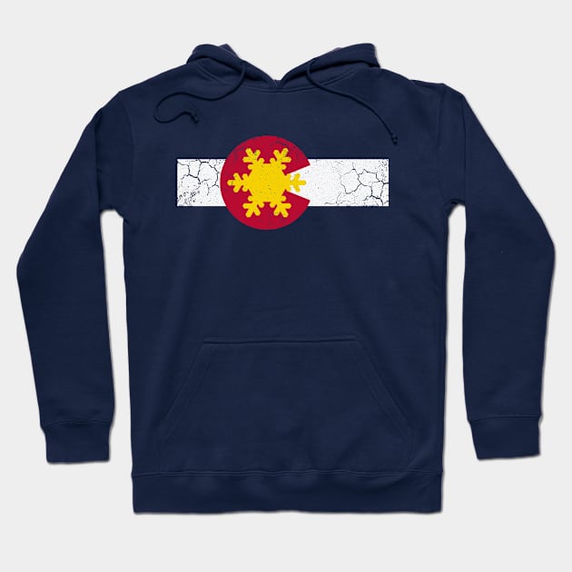 Colorado Flag Winter Snowflake Vintage Distressed Hoodie by E